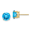 14k 8mm Round Checker-cut Blue Topaz Post Earrings