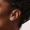 14k 8mm Round Blue Topaz Post Earrings