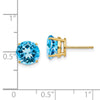 14k 8mm Round Blue Topaz Post Earrings