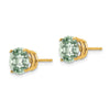 14k 8mm Round Checker-Cut Green Quartz Post Earrings