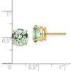 14k 8mm Round Checker-Cut Green Quartz Post Earrings