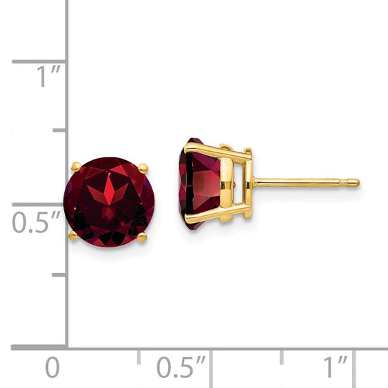 14k 8mm Round Garnet Post Earrings