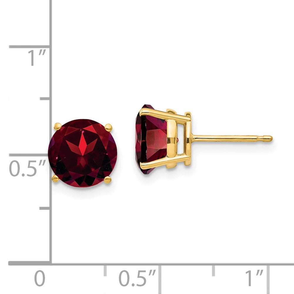 14k 8mm Round Garnet Post Earrings