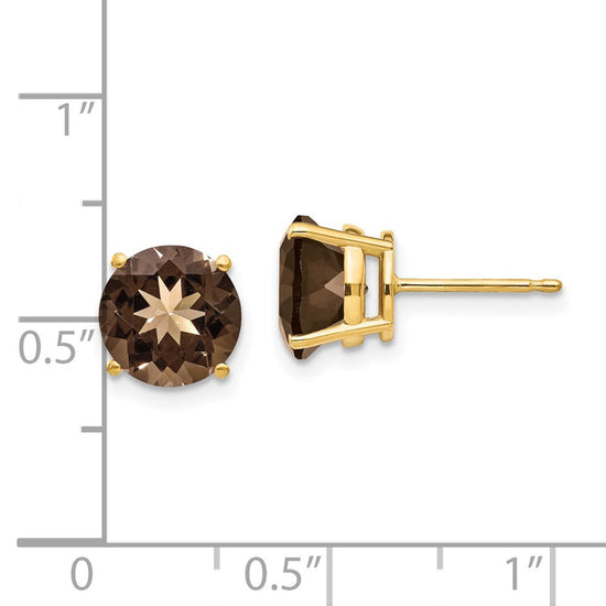 14k 8mm Round Smoky Quartz Post Earrings