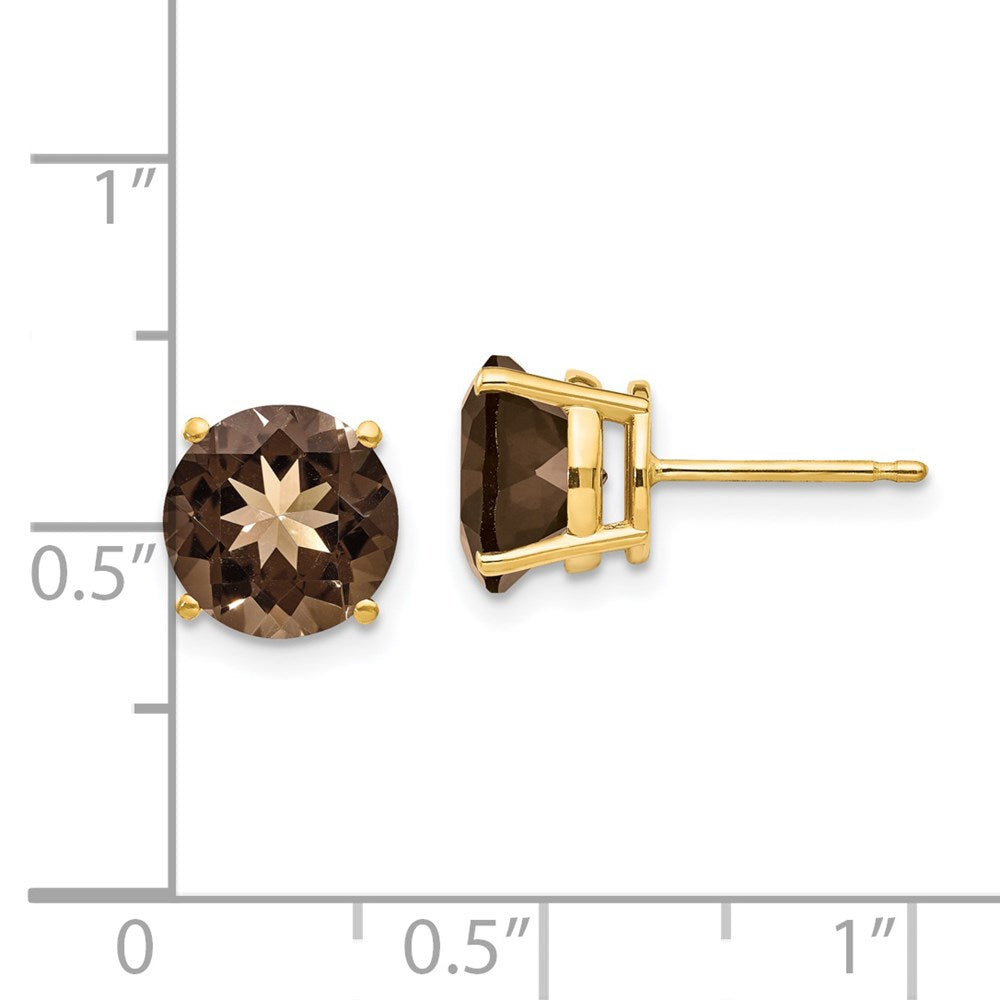 14k 8mm Round Smoky Quartz Post Earrings