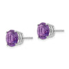 14k White Gold 8mm Round Amethyst Post Earrings