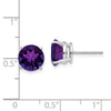 14k White Gold 8mm Round Amethyst Post Earrings