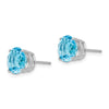 14k White Gold 8mm Round Blue Topaz Post Earrings