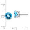 14k White Gold 8mm Round Blue Topaz Post Earrings
