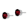 14k White Gold 8mm Round Garnet Post Earrings
