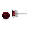 14k White Gold 8mm Round Garnet Post Earrings