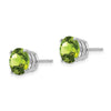 14k White Gold 8mm Round Peridot Post Earrings