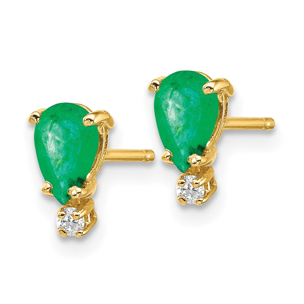 14k Pear Gemstone & Diamond Earrings