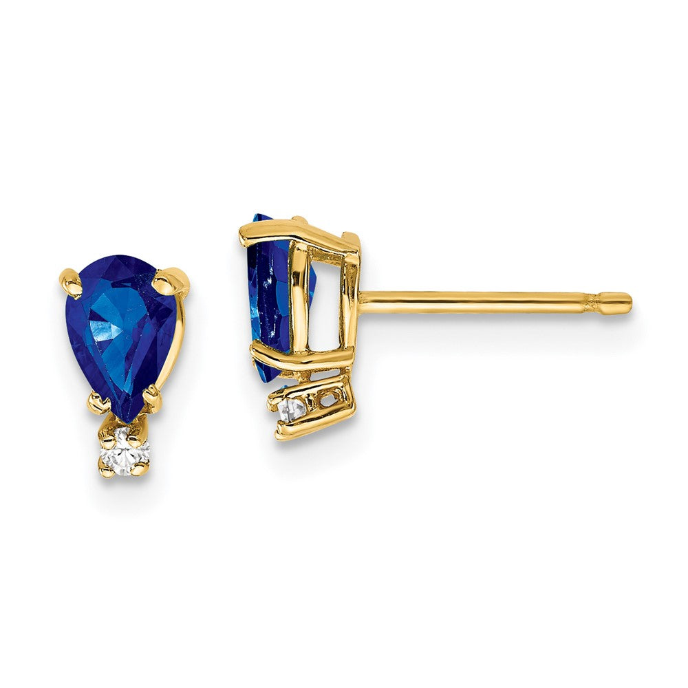 14k Pear Gemstone & Diamond Earrings