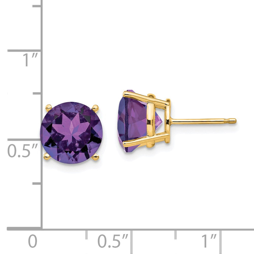 14k 9mm Round Amethyst Stud Earrings