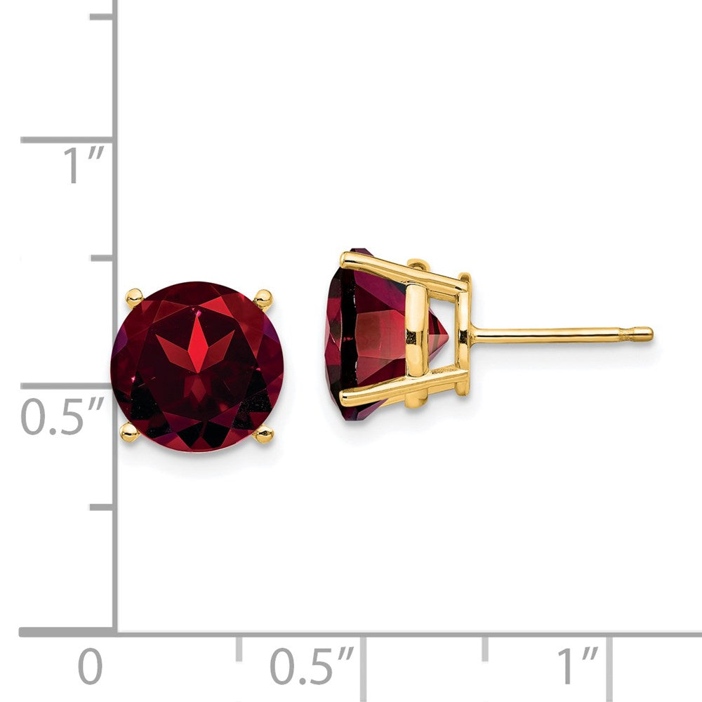 14k 9mm Round Garnet Post Earrings
