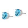 14k White Gold 9mm Round Blue Topaz Post Earrings