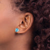 14k White Gold 9mm Round Blue Topaz Post Earrings