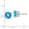 14k White Gold 9mm Round Blue Topaz Post Earrings