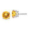 14k White Gold 9mm Round Citrine Stud Earrings