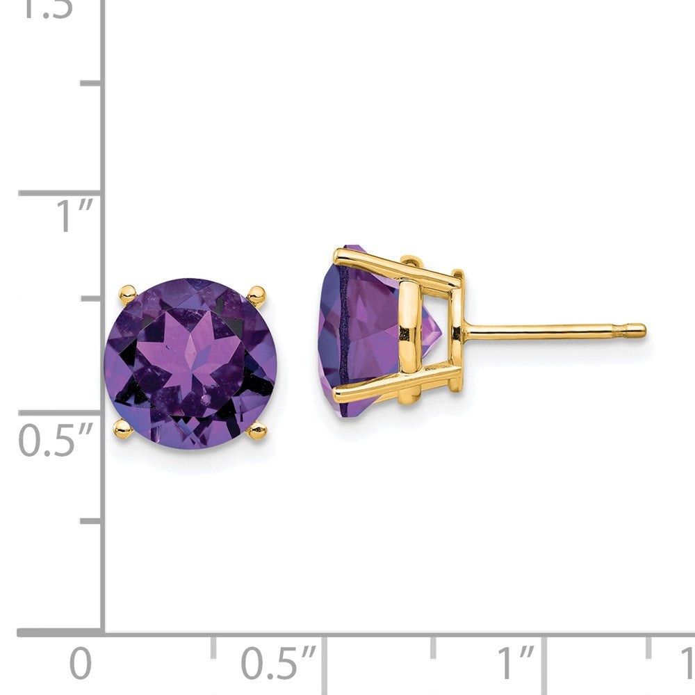 14k 10mm Round Amethyst Post Earrings