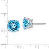 14k White Gold 10mm Round Blue Topaz Stud Earrings