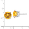 14k White Gold 10mm Round Citrine Stud Earrings