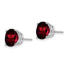 14k White Gold 10mm Round Garnet Post Earrings