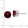 14k White Gold 10mm Round Garnet Post Earrings