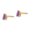 14k 5x3mm Pear Amethyst Post Earrings