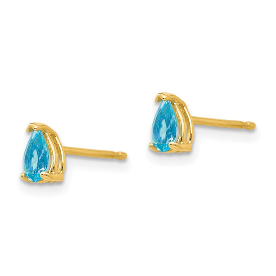 14k 5x3mm Pear Blue Topaz Post Earrings