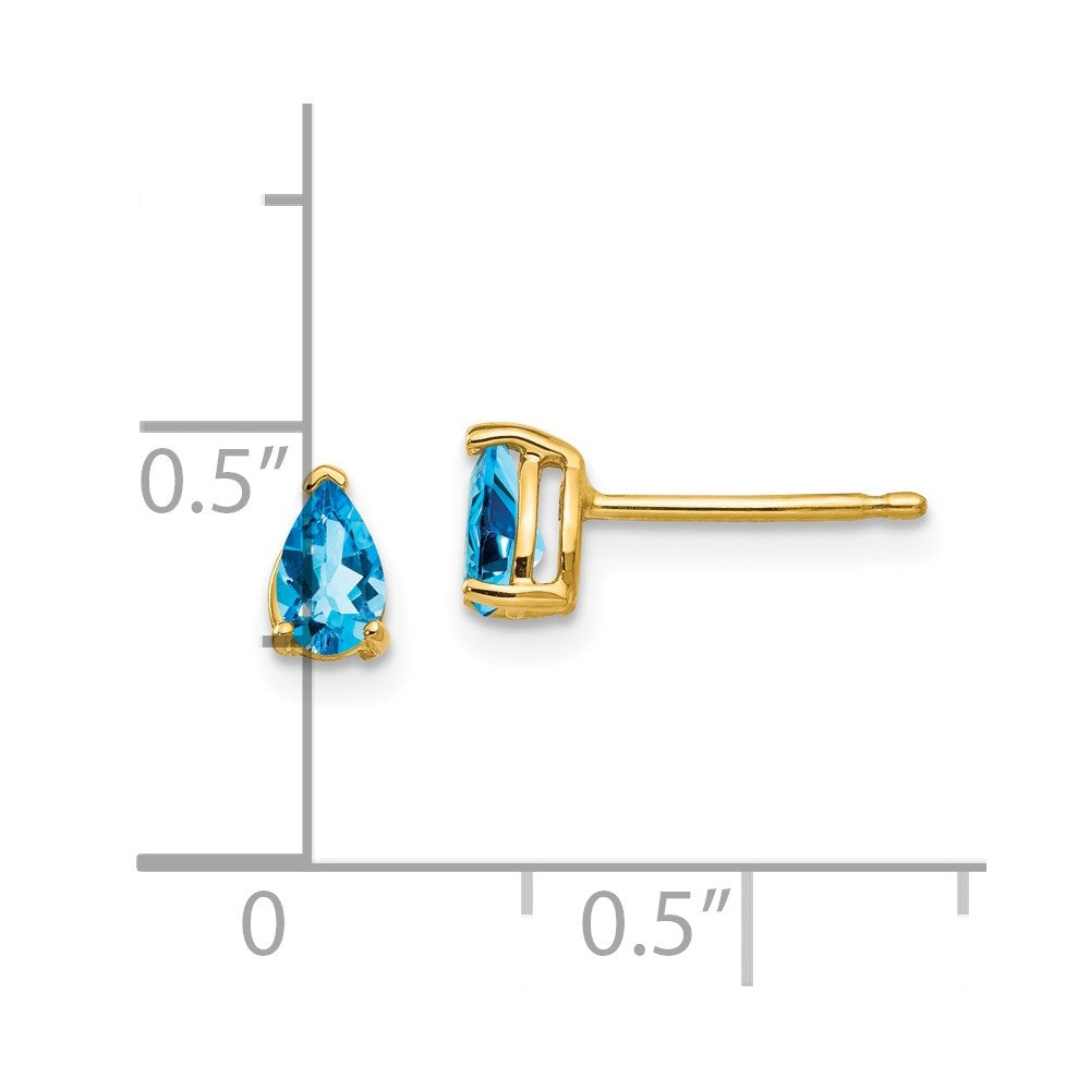 14k 5x3mm Pear Blue Topaz Post Earrings