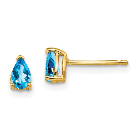 14k 5x3mm Pear Blue Topaz Post Earrings