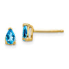 14k 5x3mm Pear Blue Topaz Post Earrings