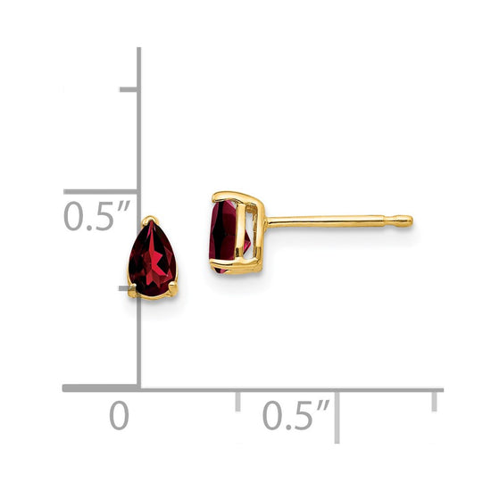 14k 5x3mm Pear Garnet Post Earrings