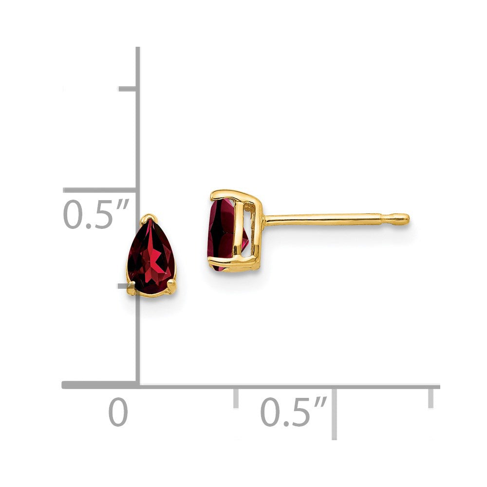 14k 5x3mm Pear Garnet Post Earrings
