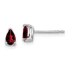 14k White Gold 5x3mm Pear Garnet Post Earrings