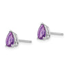 14k White Gold 6x4mm Pear Amethyst Post Earrings