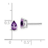 14k White Gold 6x4mm Pear Amethyst Post Earrings