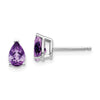 14k White Gold 6x4mm Pear Amethyst Post Earrings
