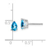 14k White Gold 6x4mm Pear Blue Topaz Post Earrings