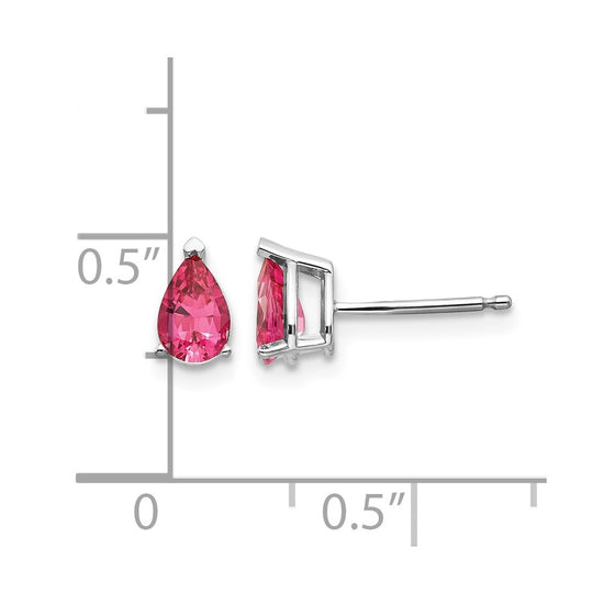 14k White Gold 6x4mm Pear Pink Spinel Post Earrings