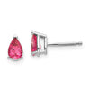 14k White Gold 6x4mm Pear Pink Spinel Post Earrings