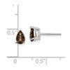 14k White Gold 6x4mm Pear Smoky Quartz Post Earrings