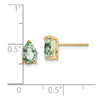 14k 7x5mm Pear Green Quartz Post Earrings