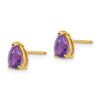 14k 7x5mm Pear Amethyst Post Earrings