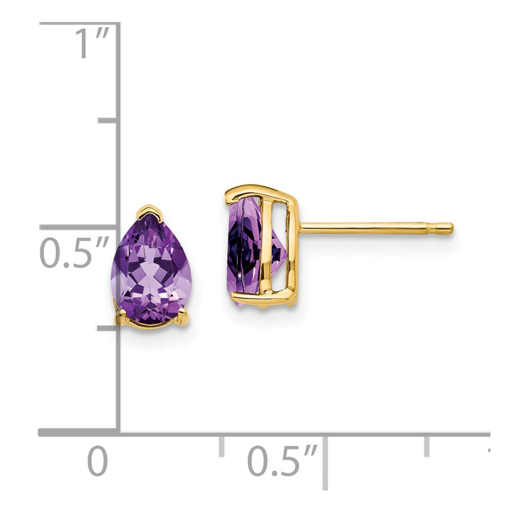 14k 7x5mm Pear Amethyst Post Earrings