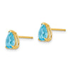14k 7x5mm Pear Blue Topaz Post Earrings