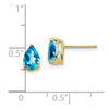 14k 7x5mm Pear Blue Topaz Post Earrings