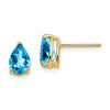14k 7x5mm Pear Blue Topaz Post Earrings